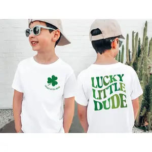St. Patrick's Day Kids Shirt, Lucky Little Dude Toddler Tee, İrish Gifts For Kids, Funny Holiday Crew Neck, Cute Green Shamrock