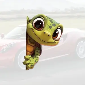 Cute Turtle, Vibrant Turtle Car Sticker, Car Decals, Cartoon Design, Vinyl Body, Motorcycle, Wall, Window Self-Adhesive Decal, One-Time Use, Glossy Surface, Glossy Finish, Turtle Decoration, Universal Car Sticker, Motorcycle Stickers