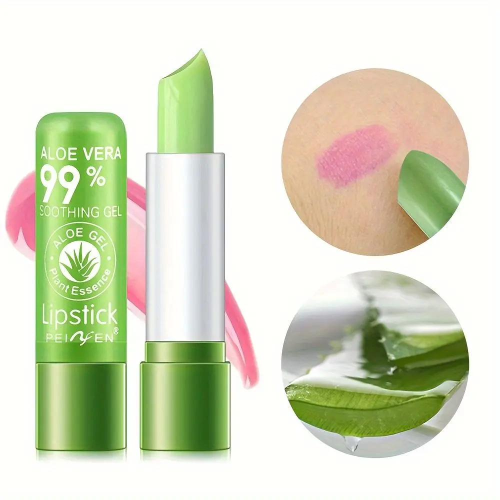 of Aloe Vera Temperature Changing Lip Balm Moisturizing and Hydrating Colored Lip Balm Autumn and Winter Lip Care Products Moisturizing Lipstick Lip Moisturizer Glossy Balm