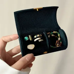 1pc Velvet Jewelry Storage Box, Gift Jewelry Box, Portable Travel Storage, Suitable For Rings, Earrings, Necklaces