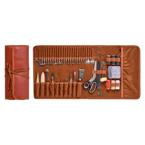 Leather Working Tools Kit 72 PCS Engraving Punching Stamping Sewing Tools