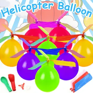 1/2/4pcs Helicopter Balloon Free Assembly & Disassembly Manual Balloon Outdoor Flight Model Spiral Flying Balloon Creative Handmade Crafts
