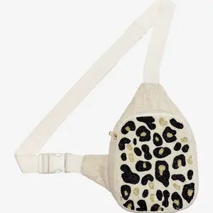 Beaded leopard print bag