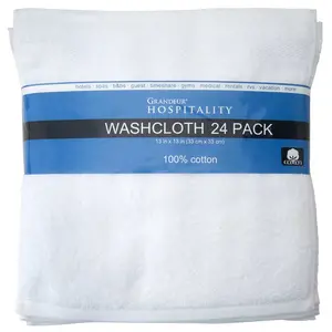 Grandeur Hospitality Bath Cleaning Wash Cloth Set, 24-Piece Bulk Pack for Home & Bathroom Supplies