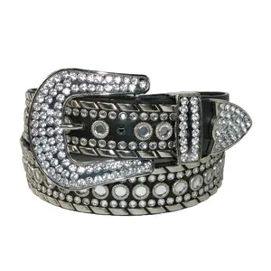CTM Women's 1 1/2 Inch Western Rhinestone Belt (Plus Size Available)