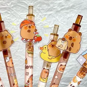 Capybara Gel Pen NO-948 0.5mm Gel Ink Signature Ballpoint Pen 6Pcs Lot for School Office Stationery Kids Gift Smooth Writing