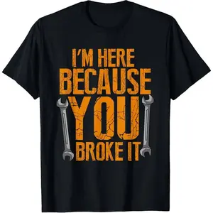 Funny Mechanic Cotton Short Sleeve T-Shirt - Round Neck Unisex Tops Tees T-Shirts Daily Wear