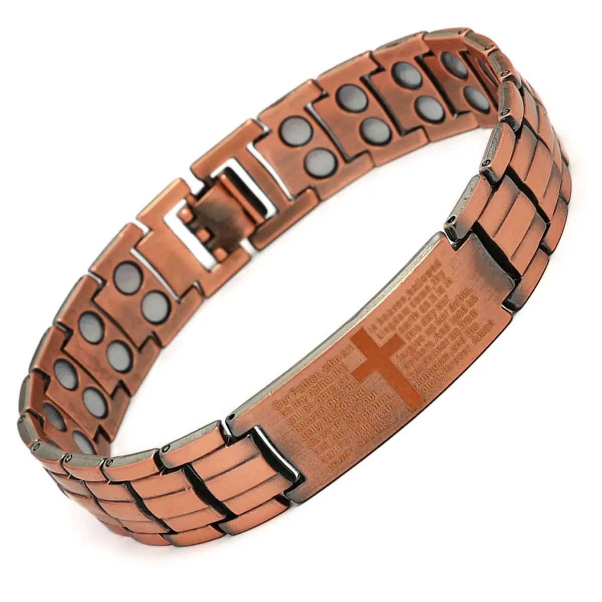 Couple's Magnetic Bracelet Retro Stylish Design Unisex Magnetic Cross Design Adjustable Link Waterproof Durable Jewelry