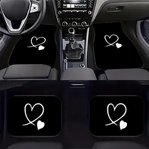 Heart Pattern Car Floor Mats Set, Durable Polyester Material, Easy Clean, All-Weather Protection, Fits Sedans & Suvs, Perfect Gift, Car Interior Accessory