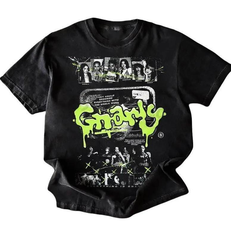Vintage Graphic T-Shirt: Katseye Gnarly T-shirt, Eyekon Kpop Fan Merch shirt, Unisex Tshirt, Y2K 90s Graphic Shirt, gift for her, him, Womenswear Top, Retro Korean Idol Tee, Aesthetic Streetwear Outfit, Trendy Music Fan Gift Casual Round Neck Cotton Soft