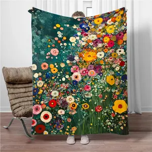 Beautiful Flowers Print Flannel Blanket,Soft Warm Throw Blanket Nap Blanket For Couch Sofa Office Bed Camping Trave Blanket Gift A multi-functional and beautiful blanket suitable for decoration, use and as a gift. Add some fun to your home