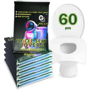 60 count XL disposable flushable toilet seat covers   for Travel Public Toilets for Adults and  &  | Compact Universal Toilet seat Cover |