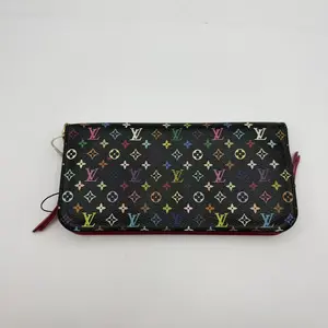 Pre-owned Louis Vuitton H5 Lv black three colour zipper wallet 57120