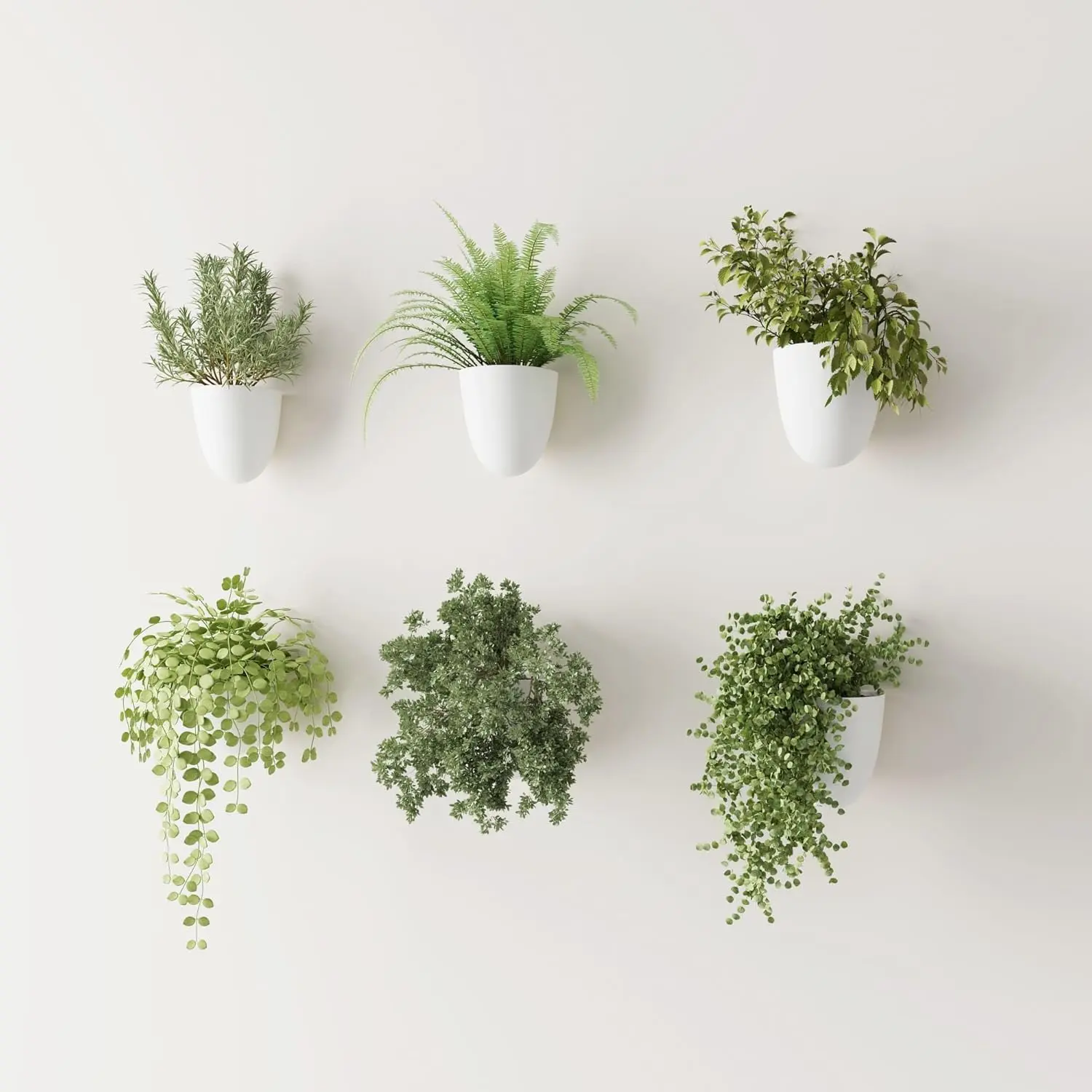 PlantPod Classic Self-Watering Wall Planters (6, White) - Easy to Water - Easy to Install - Lightweight - Indoor Use Vertical Garden Solution