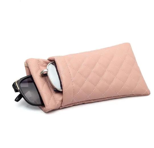 Premium Double-Layer Eyeglasses Storage Pouch, Waterproof PU Leather Sunglasses Bag, Fine Sewing Craft Portable Protective Case for Daily Commute Travel Business