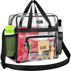 Clear Bag for Stadium Events 12*6*12 Clear Tote Lunch Bag with Reinforced Straps for Work, Sporting Events and Gym