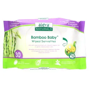 Aleva Naturals Bamboo Baby Wipes, 30 Wipes