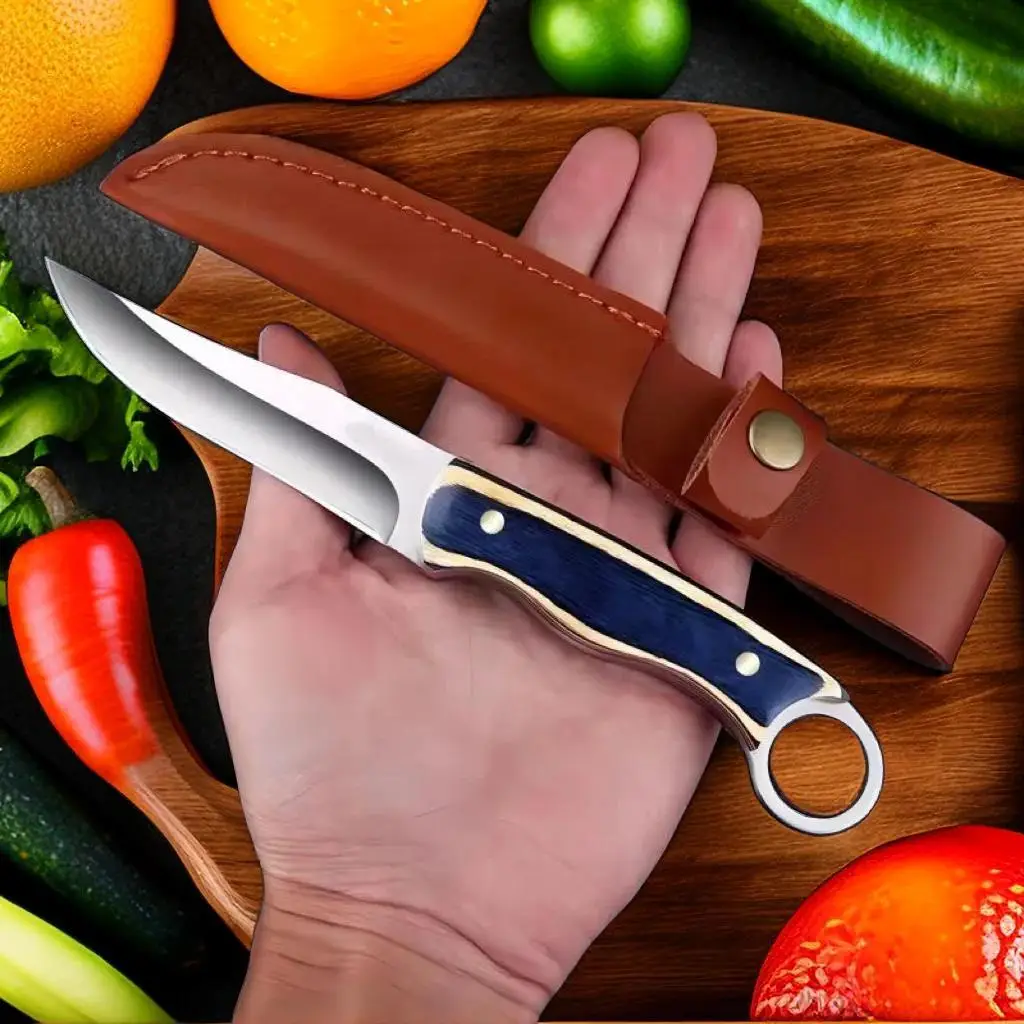 Stainless Steel Fruit Knife with Wooden Handle, 1 Count Multipurpose Kitchen Knife, Household Kitchen Knife for Fruit, Vegetable, Meat, Fish, Kitchenw