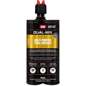 SEM Dual-Mix Multi-Purpose 2-Component Black Panel Adhesive 7 OZ Cartridge 39747 for Steel Aluminum SMC Fiberboard Panels