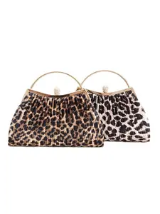 Essential Sexy Fashion Leopard Print Pleated Silk Evening Clutch Bag, Handle Chain Shoulder Strap, Perfect for Parties and Cocktails