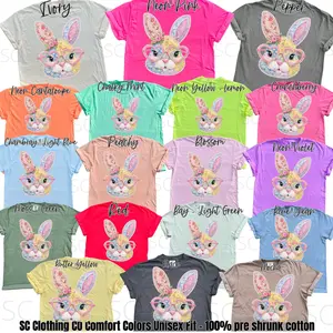 Floral Bunny w/ Glasses Faux Patchwork Comfort Colors Tee