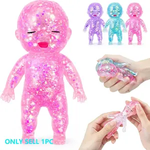 Curiosities Sugar Swaps Baby Squishy, Stress Relief Fidget Toy, Soft Sensory Toy for Kids and Adults, Cute Elastic Collectible Glitter Babies Doll Squishies Stress Toy
