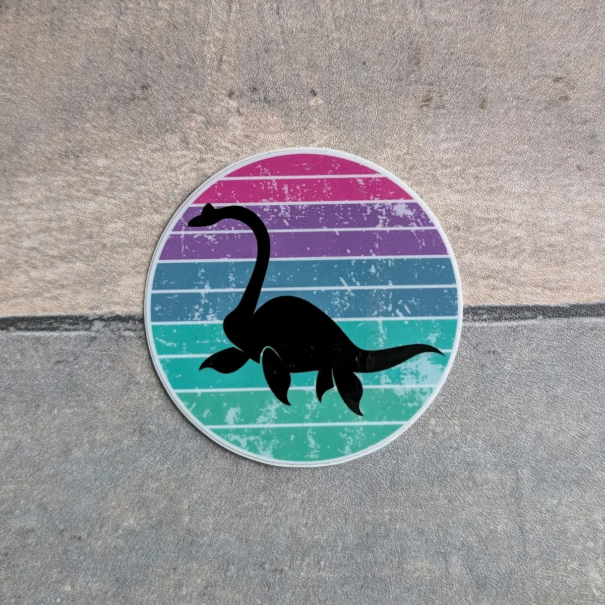3" Round Vintage Style Nessie Silhouette Vinyl Sticker