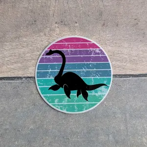 3" Round Vintage Style Nessie Silhouette Vinyl Sticker