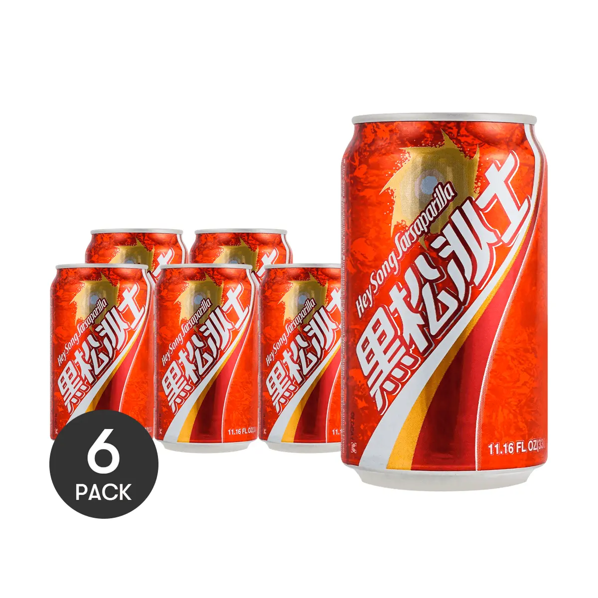 6 Pack HEYSONG Taiwanese Sarsaparilla Soda 11.2 fl oz Each - Classic Herbal Carbonated Drink