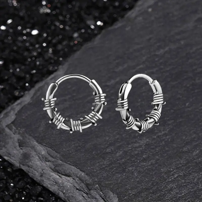 GTHIC Vintage Rattan-Wrapped Stainless Steel Hoop Earrings - Unisex Beachy Female Jewelry, Birthday/Anniversary Gift, Boho Daily Wear Accessories