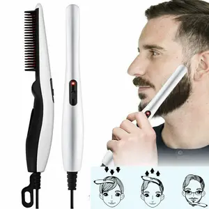 Electric Portable Hair Straightening & Beard Straightener Comb, Quick-Heated Styling Iron for Men, Travel-Friendly Indoor Recreation Hairdressing Tool