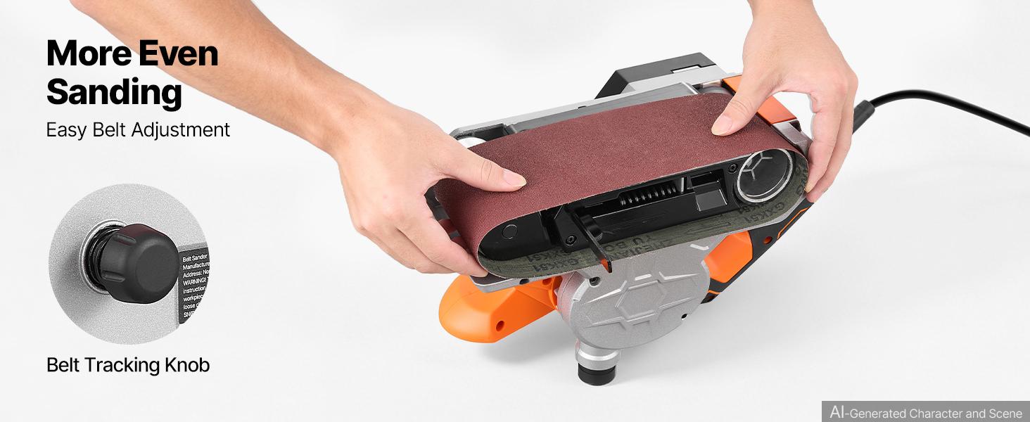 VEVOR 11.5A Belt Sander 4" x 24" Woodworking Belt Sander 6 Variable Speeds, 900-1550 FPM Sanding Machine with 10PCS Sanding Belts, 2 Dust Bags & 2-in-1 Vacuum Adapter for Woodworking Projects