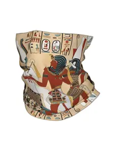 Egypt Painting At Thebes Printed Headscarf - Polyester Knitted Neck Scarf, Purpose Headwear for Fishing and Winter, Suitable for Both Men and Women