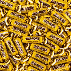 Atkinson's Slo Poke Caramel Chewy Candy - 1 Lb Bag | Old Fashioned Fun Size Caramel Chewy Candy - Perfect for Parties & Goodie Bags