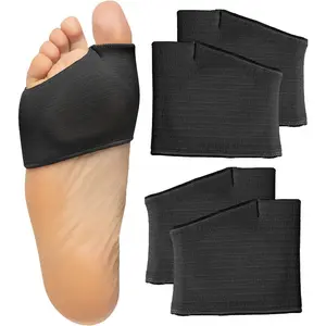 4 Pieces/2 Pair (L: fits women’s shoe sizes 12.5+,men's shoe sizes 11+  M: fits women’s shoe sizes 5-8,men's shoe sizes 5-7) Unisex Fabric Silicone Metatarsal Pads, Toe Separation Pads, Foot Insoles, Anti Friction Front Socks, Foot Care Tools Black Aid