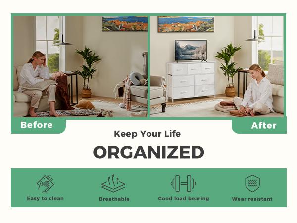 Drawer Dresser Organizer Storage Drawers Fabric Storage Tower with 7 Drawers, Chest of Drawers with Fabric Bins, Steel Frame, Wood Top Drawer Dresser Organizer Storage Drawers Fabric Storage Tower with 7 Drawers, Chest of Drawers with Fabric Bins, Steel Frame, Wood Top