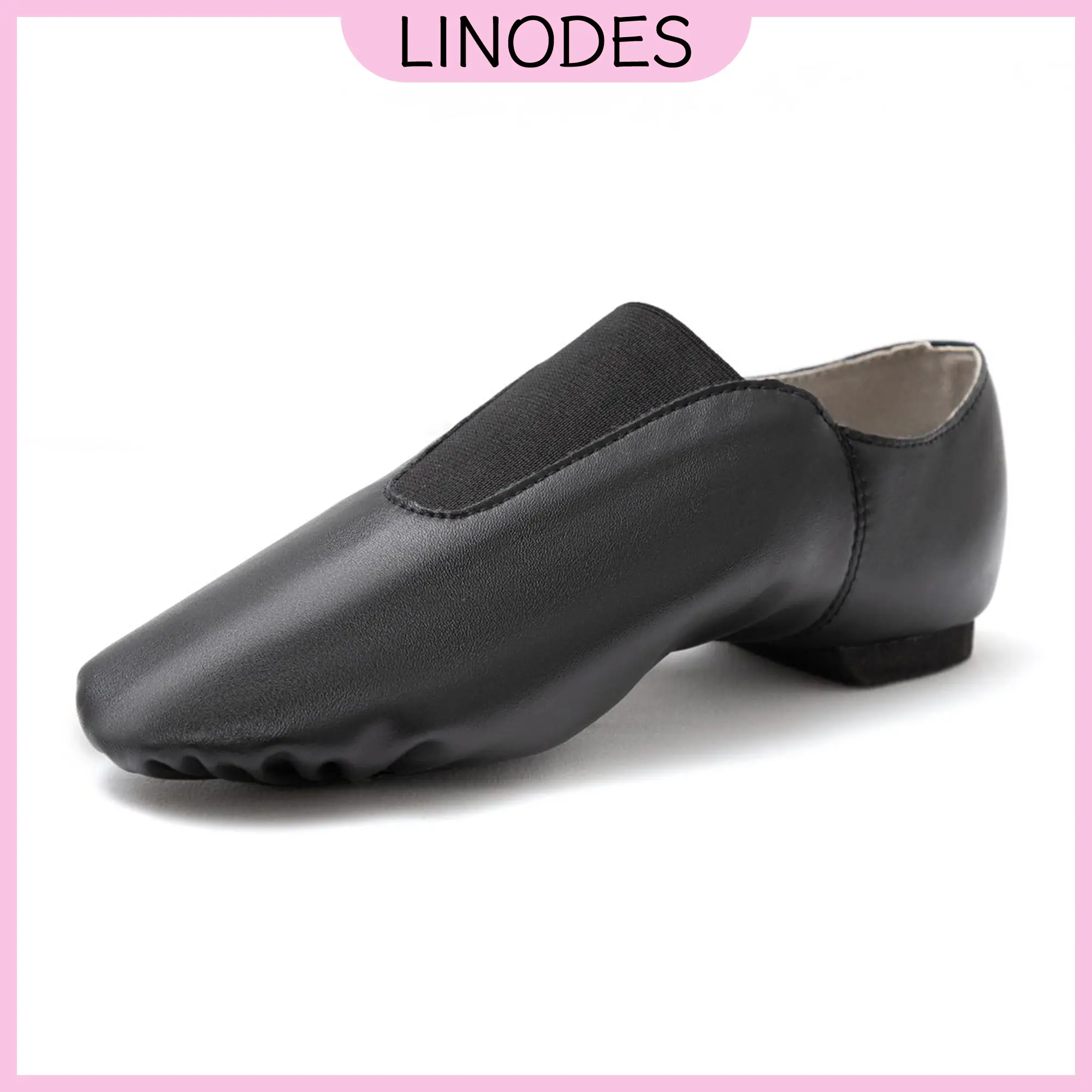 Linodes Women's Leather Upper Jazz Dance Shoe - Slip-On with Elastic Top Piece, Flexible Dance Shoe, Flexible Shoe