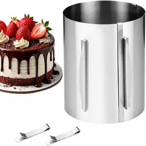 20cm Adjustable Mousse Cake Ring with 2 Fixing Clips, Expands from 16cm to 30cm, Durable Round Cake Mold for DIY Baking, Layered Cakes, Cheesecakes, Desserts and Home Kitchen Cake Decorating Projects, Baking Utensils, Bakeware
