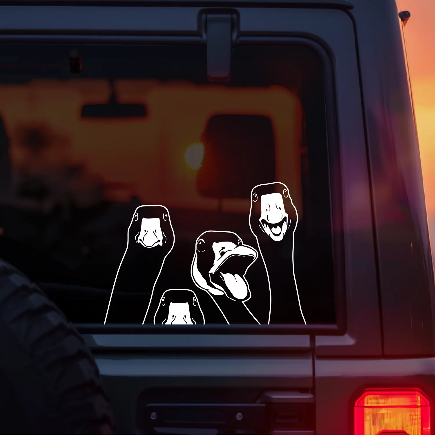 Funny Gaggle of Geese Vinyl Car Decal – Peeking Goose Car Window Sticker – Silly Goose Gang Decal – Funny Animal Car Vinyl – Cute Chaotic Goose Lover Gift