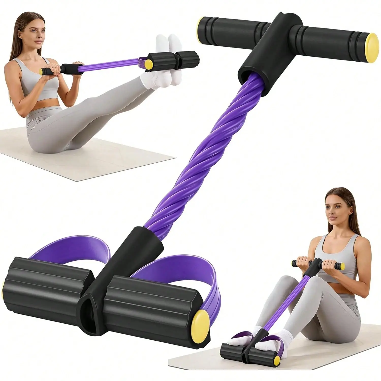 High-Resistance Pedal Resistance Band with 10 Latex Tubes, Full Body Workout Trainer with Non-Slip Pedals, At Home Gym Equipment for Men & Women, Resistance Band Workout