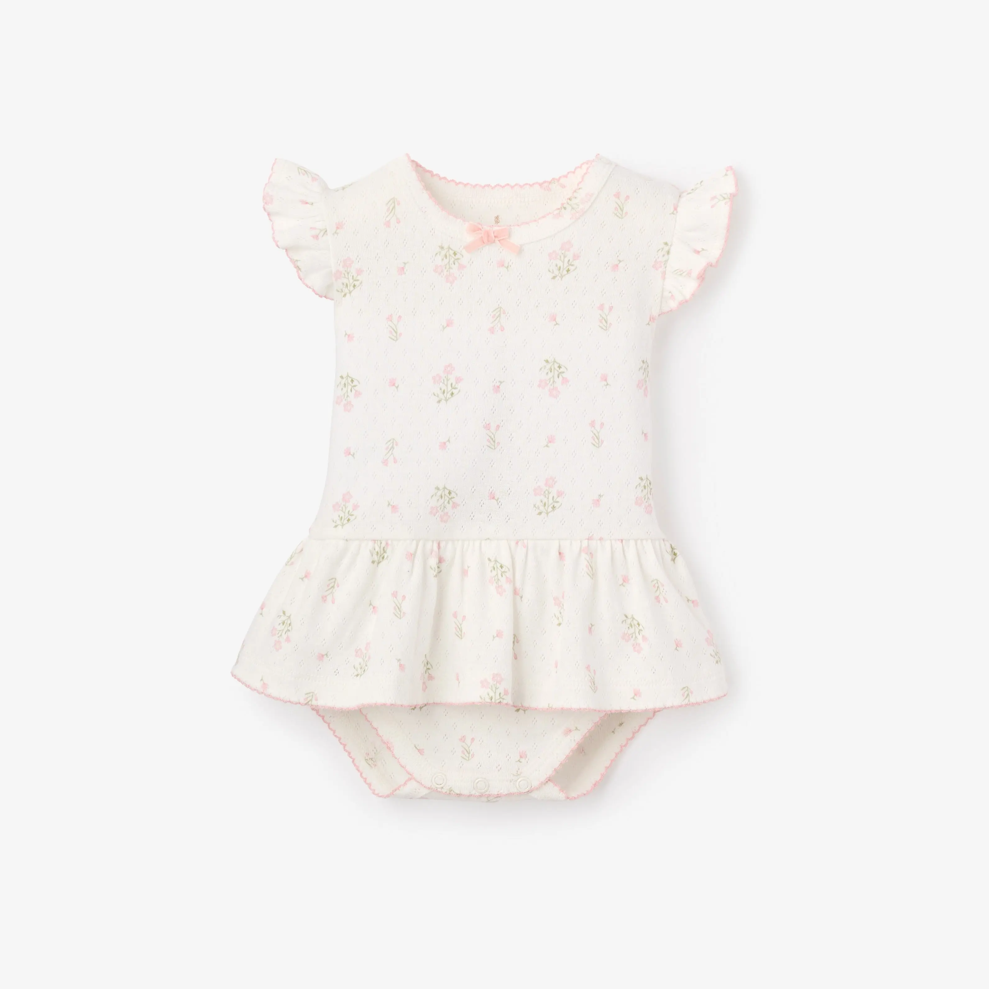 Folklore Floral Organic Cotton Pointelle Bubble Romper
