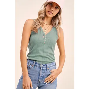 Pointelle Knit Tank Top