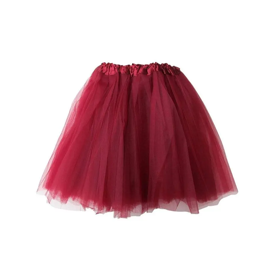 Burgundy Tutu Skirt for Women – 3-Layer Tulle Ballet Skirt for Costume, Dress-Up, Dance, & Cosplay