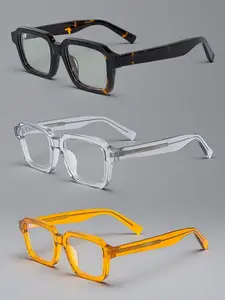 Unisex Acetate Frame Glasses, Anti-Blue Light Square & Rectangular Lenses, Casual All-Season Eyewear for Daily Use & Travel