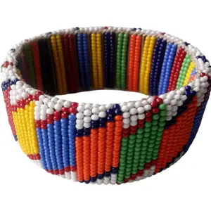 East African Beaded Bracelet with Colorful Beads and Round Design