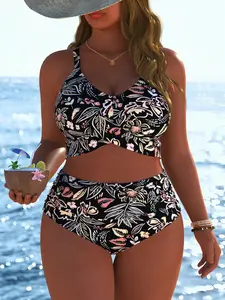 New Arrival Women's swimwear swim dress for women Plus summer beach festival vacation travel Sexy Trendy two piece bikini set, Floral bikini top Best Selling