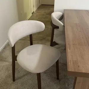 COLAMY NOYA Dining Chair Mid-Century Modern Upholstered Wood - High-Quality Fabric Finish Natural Wood Frame Ergonomic Backrest Design