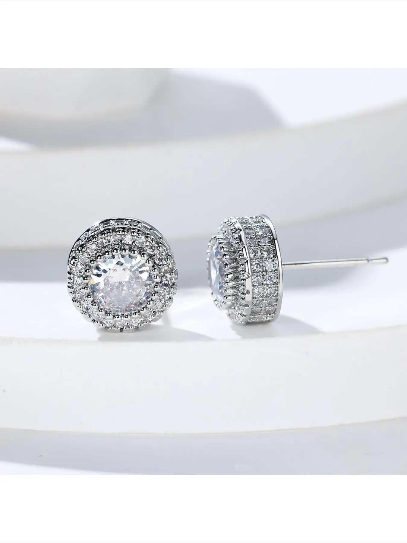 Round Zircon Micro Drill Earrings, Men and Women Hip Hop Luxury Post Earrings, Round Earrings Hip Hop Cool Jewelry, High Quality Earrings, All Seasons, Rounded Earrings