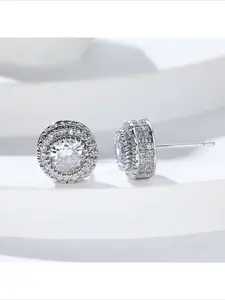 Round Zircon Micro Drill Earrings, Men and Women Hip Hop Luxury Earrings, Round Earrings Hip Hop Cool Jewelry, All Seasons