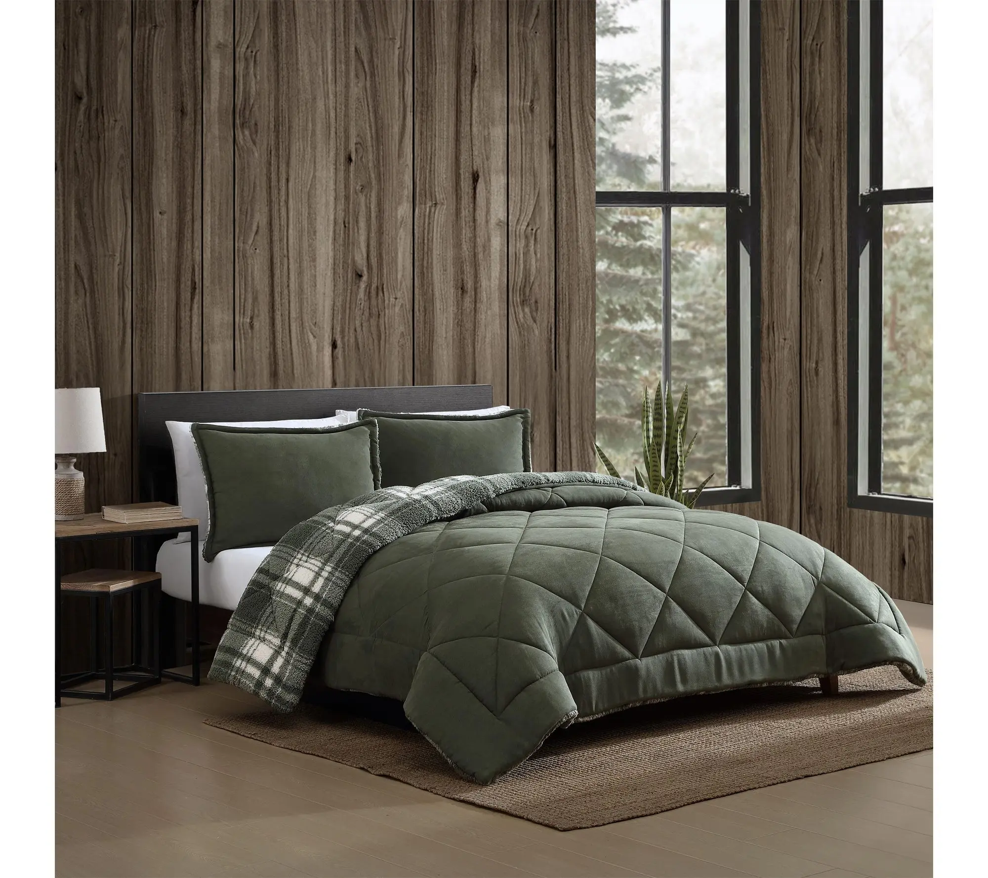 Eddie Bauer Big Lake Plaid Green Queen Comforter Set Eddie Bauer Big Lake Plaid Green Queen Comforter Set